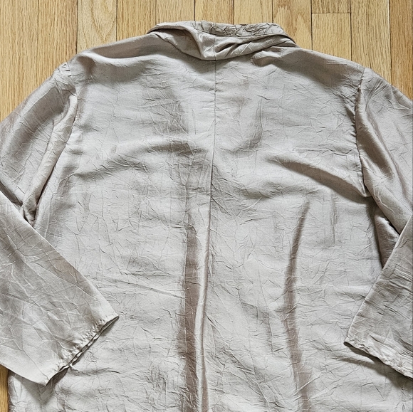 Go Silk Womens Top S Button Front Champagne Beige Crinkle Flaw Lagenlook - Picture 5 of 10